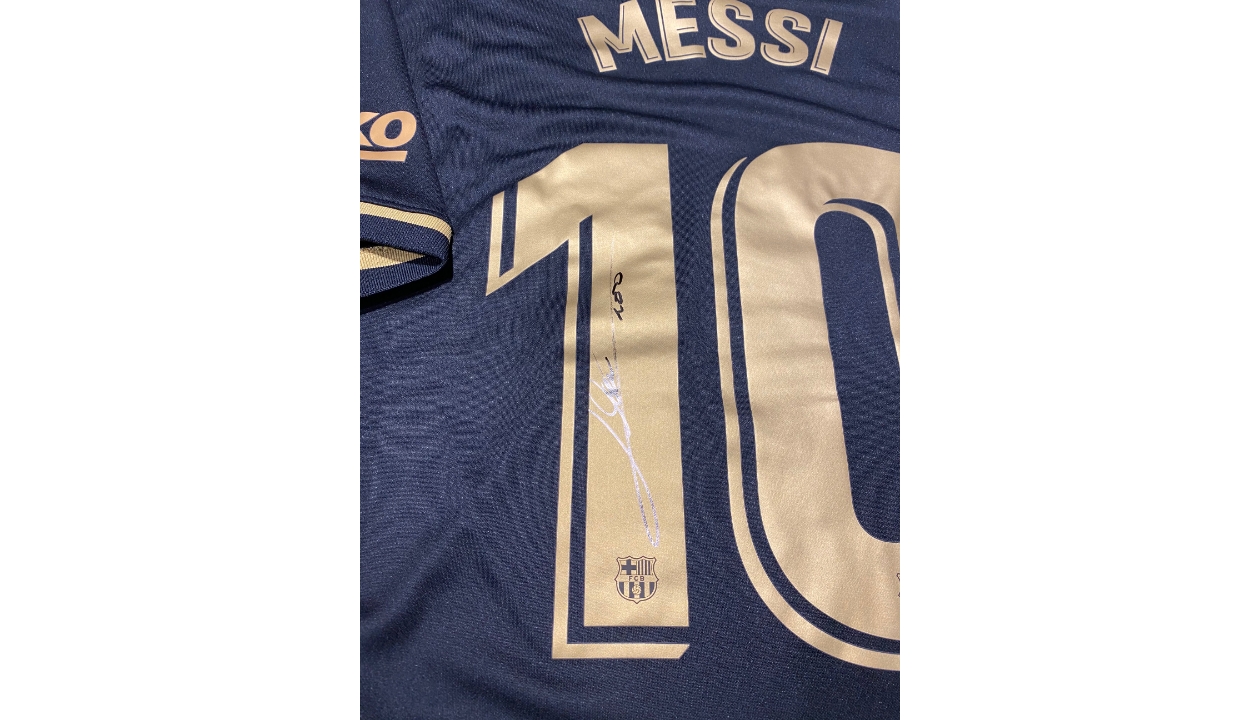 Messi's Official Barcelona Signed Shirt, 2020/21 - CharityStars