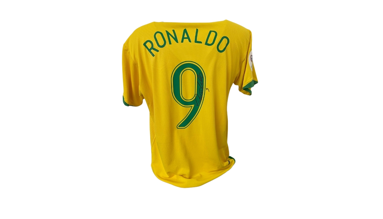 Brazil National Team Shirt Signed By Pele and Ronaldo Nazario - CharityStars