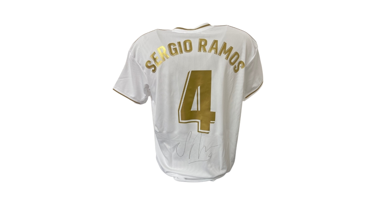 Sergio Ramos Signed Framed Real Madrid White Soccer Jersey BAS ITP