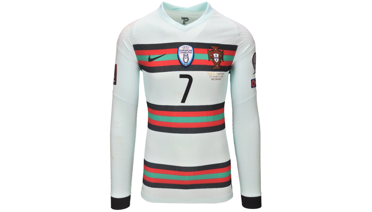 Ronaldo's Worn and Unwashed Shirt, Serbia-Portugal 2021 - CharityStars