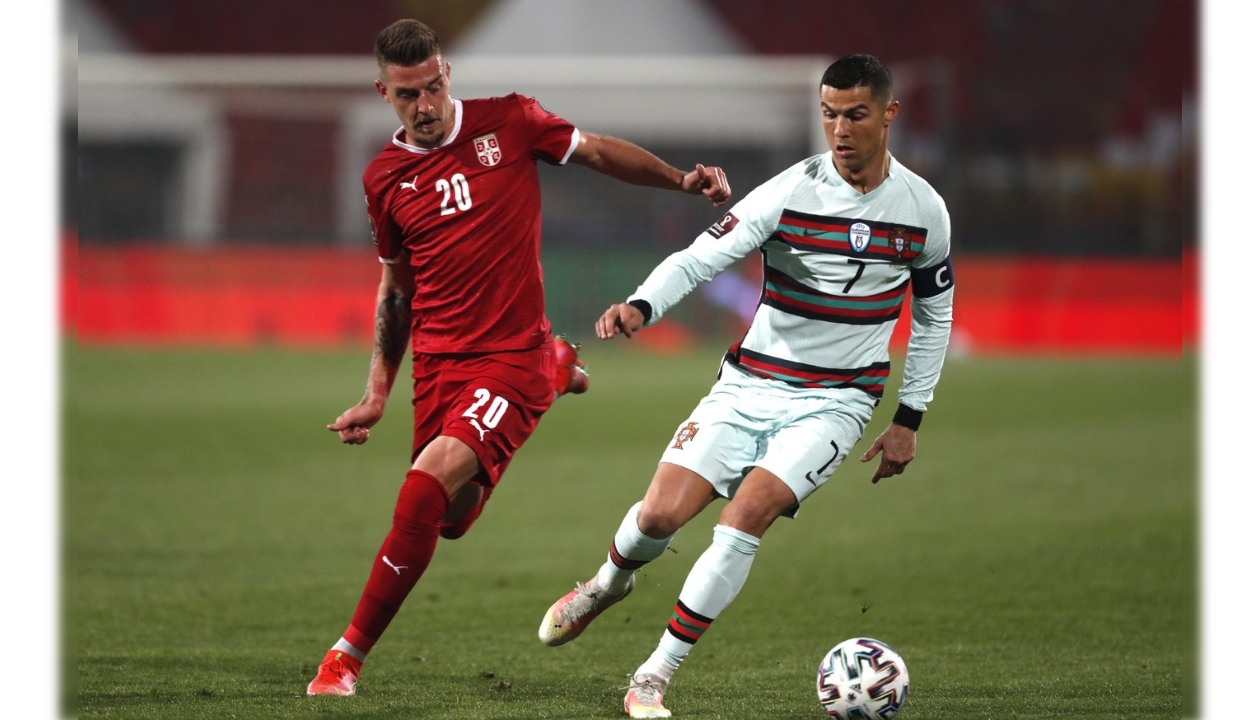 Ronaldo's Worn and Unwashed Shirt, Serbia-Portugal 2021 - CharityStars