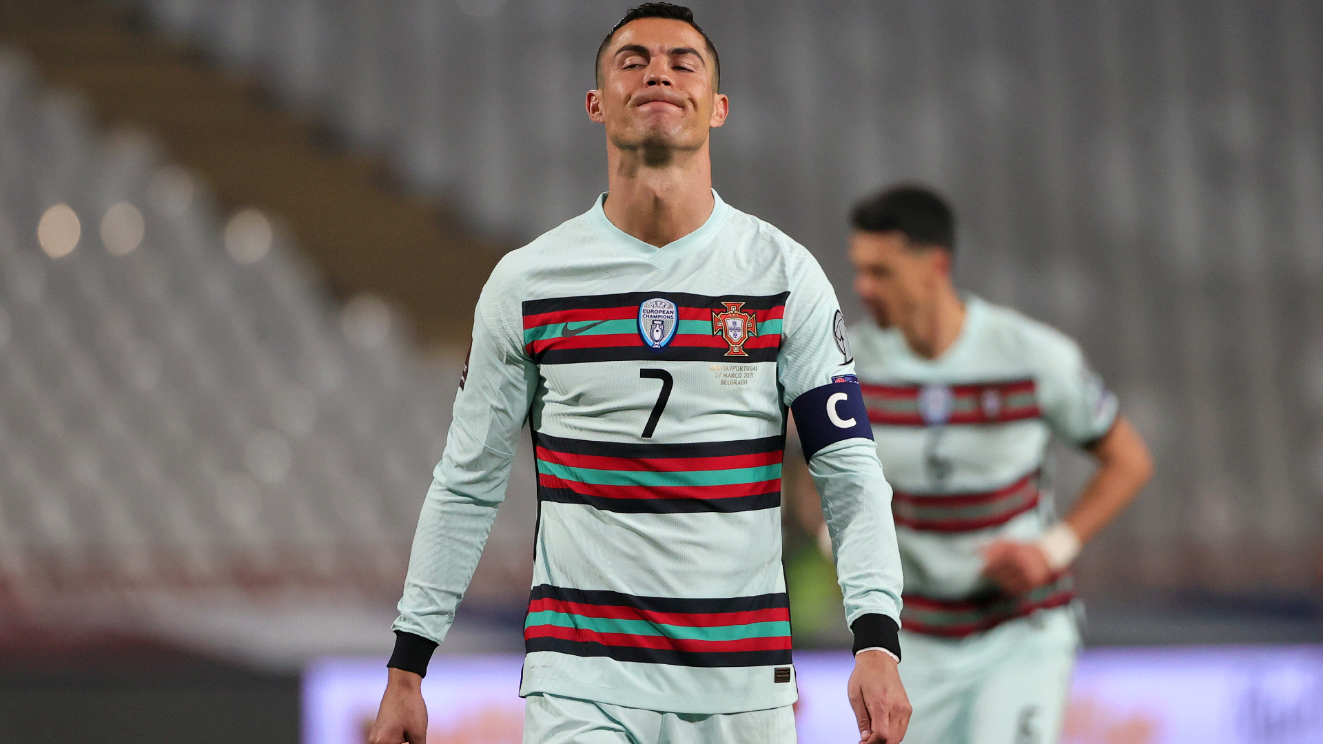 Ronaldo's Worn Unwashed Shirt, Serbia-Portugal 2021 - CharityStars