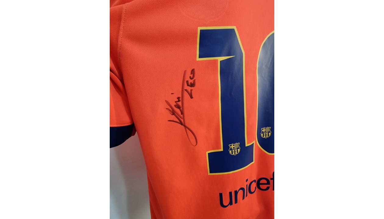 Lionel Messi FC Barcelona Signed Shirt from the historic 2014-2015 treble  season - CharityStars