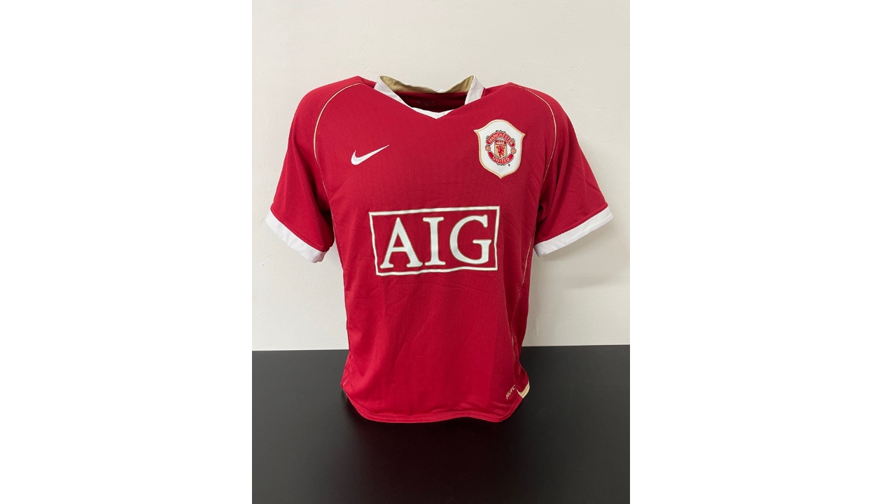 Maglia ufficiale del Manchester United 2006-2007 autografata dal retro  della UEFA Champions League di Cristiano Ronaldo e incorniciata dall'eroe  UEFA Club Competitions Online Store