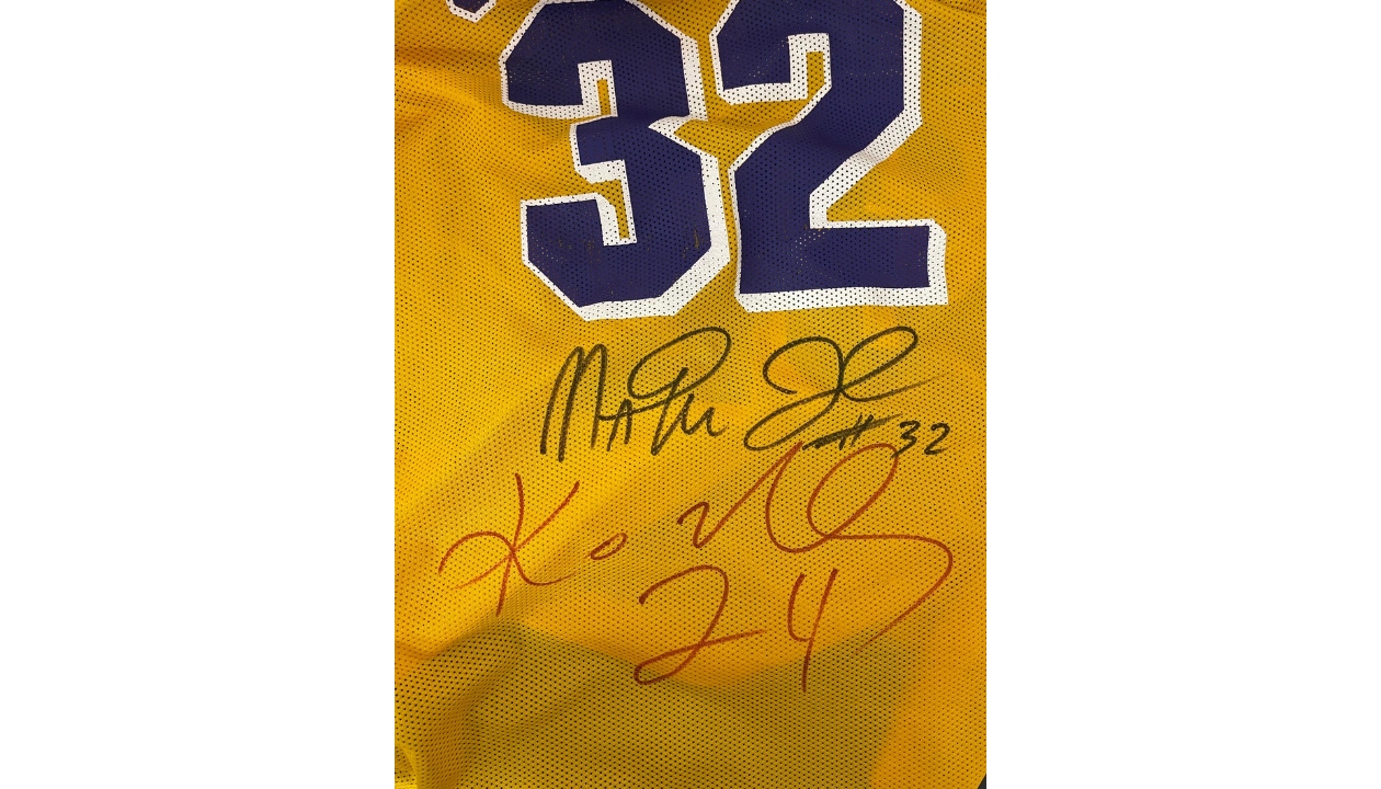 Magic Johnson's Official LA Lakers Jersey - Signed by Johnson and Bryant -  CharityStars