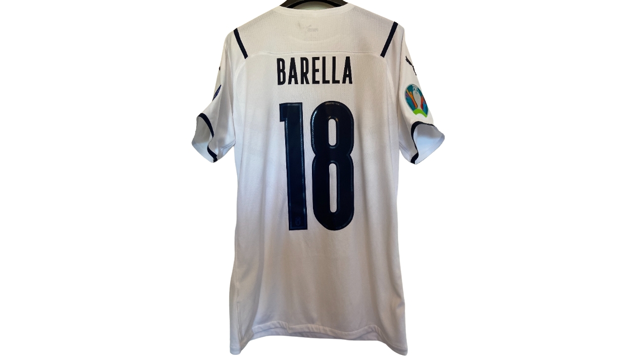 ITALY NATIONAL TEAM 2020 2021 HOME FOOTBALL SHIRT JERSEY #18 BARELLA  WINNERS