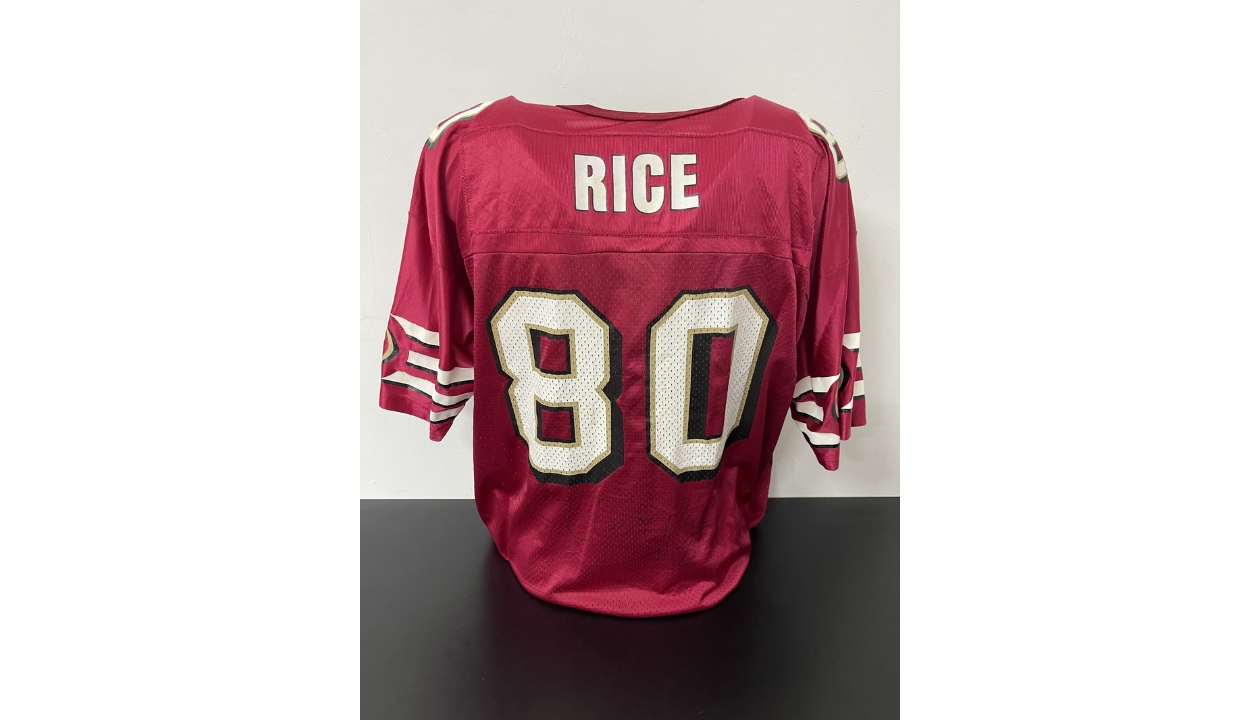 JERRY RICE AUTOGRAPHED SAN FRANCISCO 49ERS JERSEY AASH Autographed Jerry  Rice Authentic Style Custom San Francisco 49ers Jersey. All Letters and  Numbers are stitched on this size XL jersey and it's now