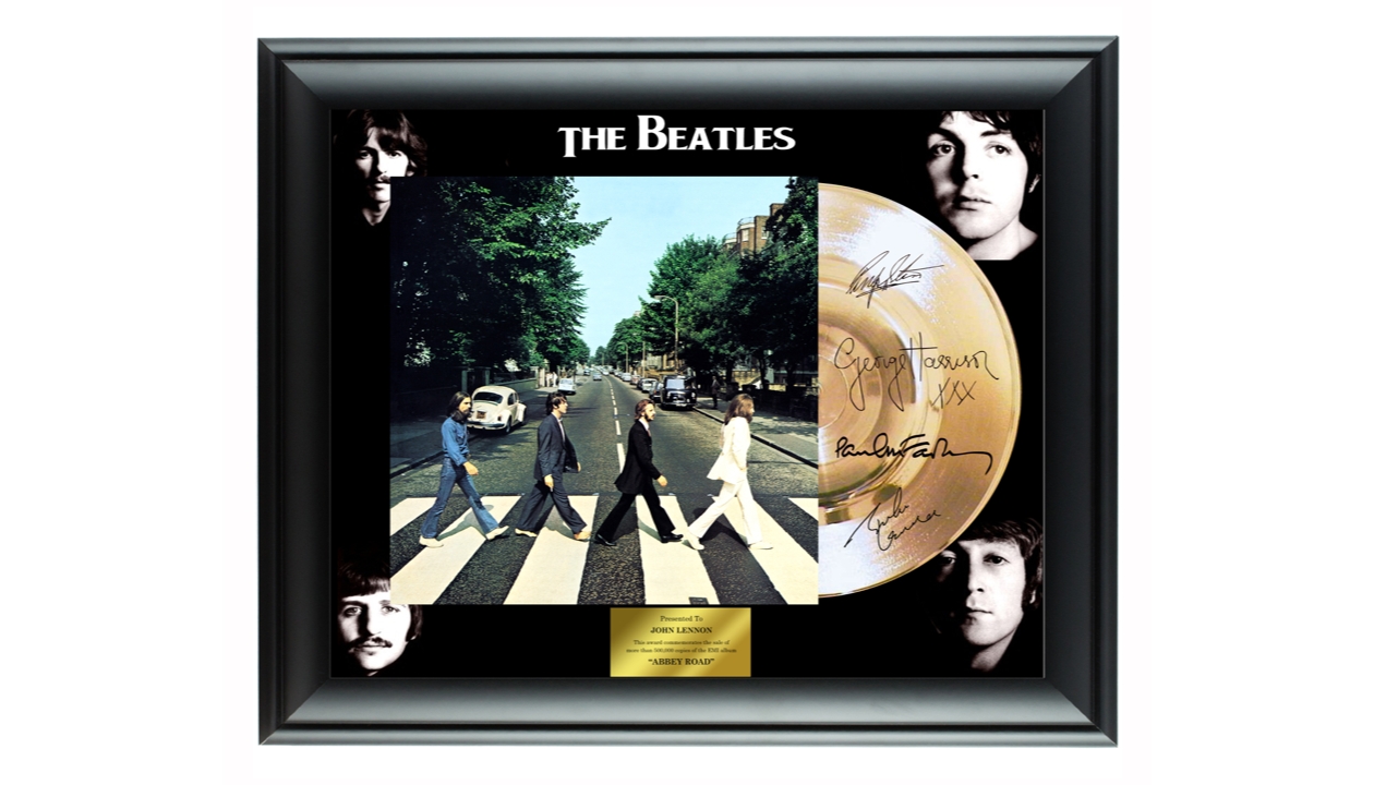 Beatles - Abbey Road Gold LP Record Record Signature Display