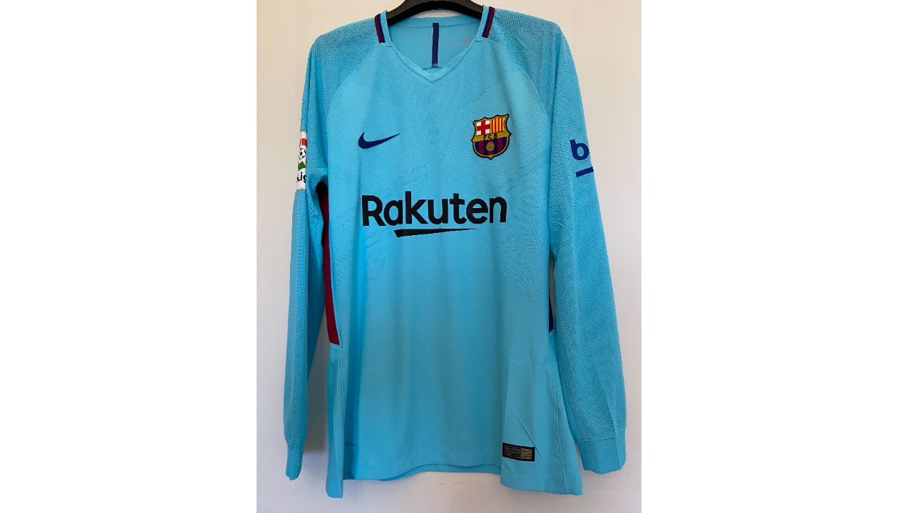 Messi's Barcelona Match-Issue / Worn Liga 2017/18 Shirt - CharityStars