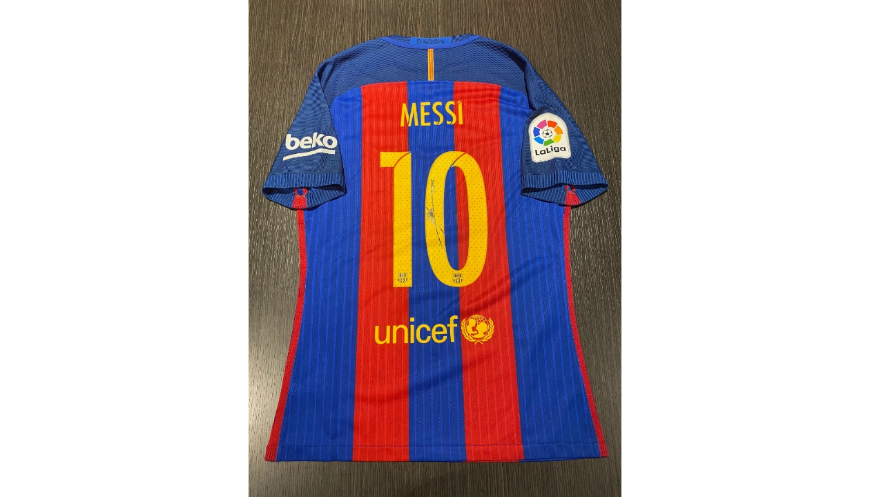 Messi's Barcelona Signed Match Shirt, 2015/16 - CharityStars