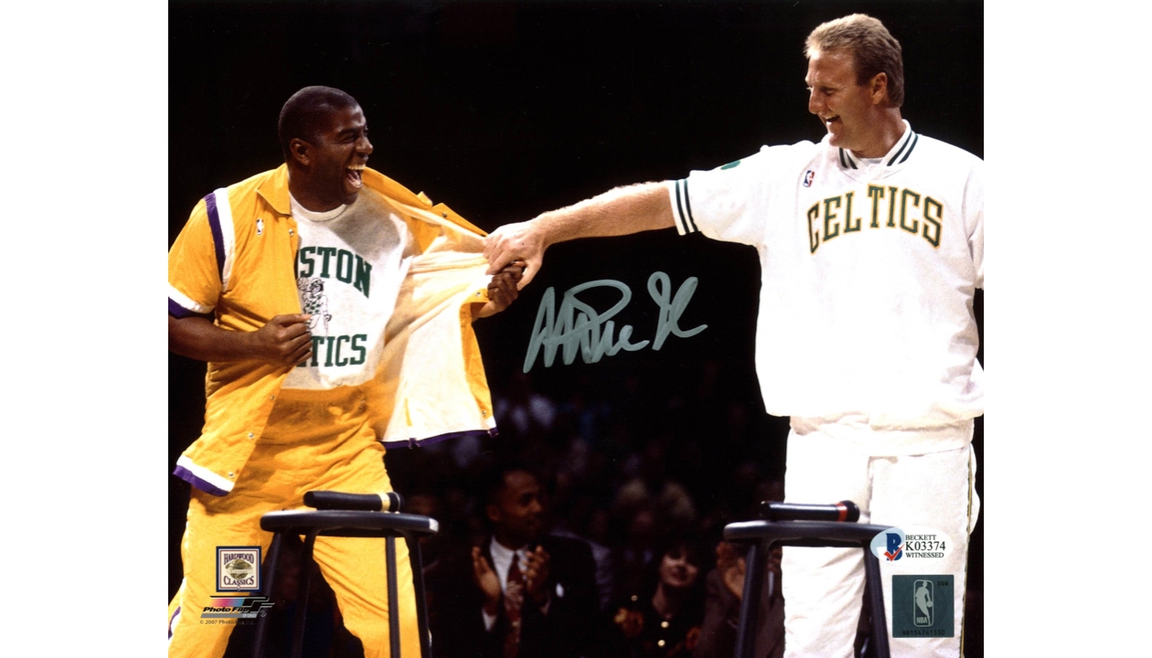 Larry Bird Signed Celtics Jersey & Magic Johnson Signed Lakers