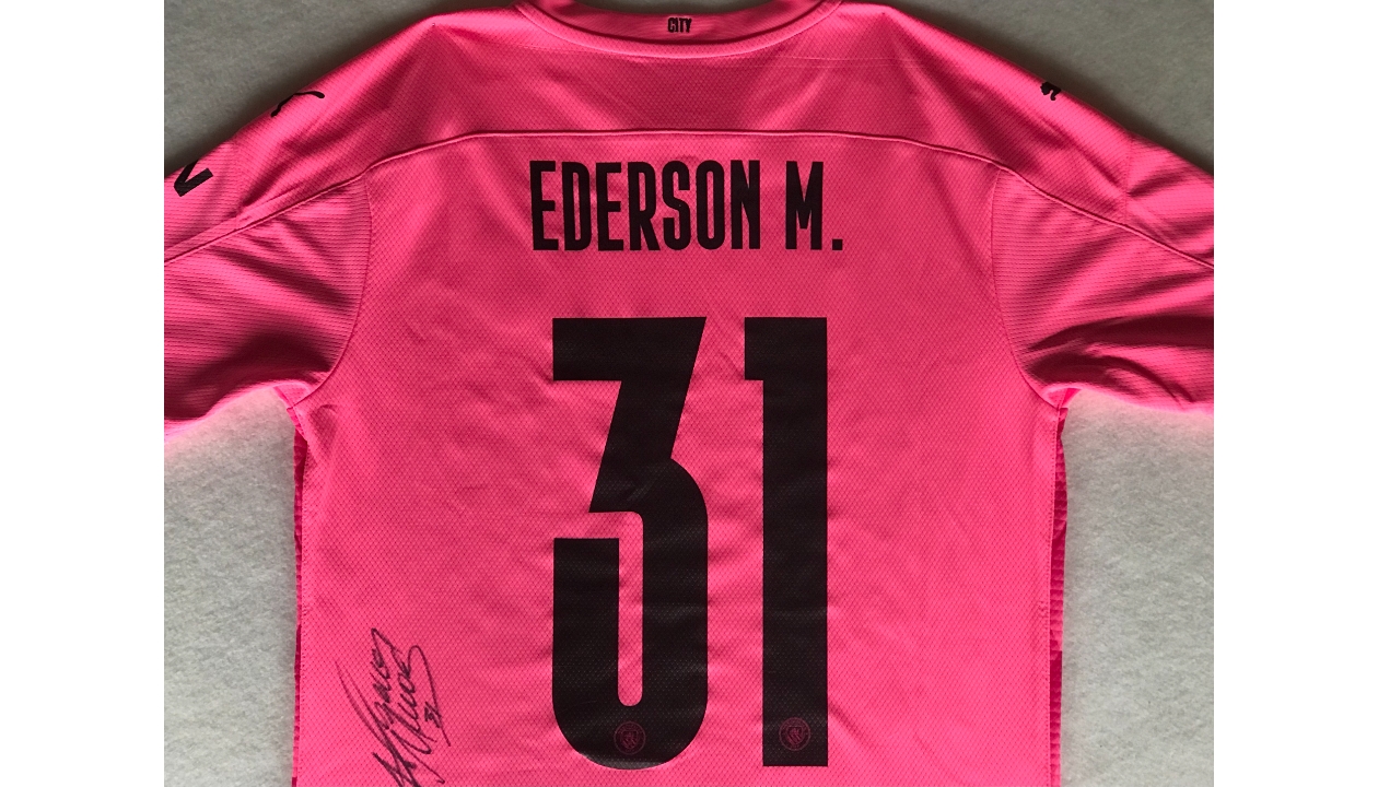 Ederson's Manchester City FA Cup Away Signed Shirt - CharityStars