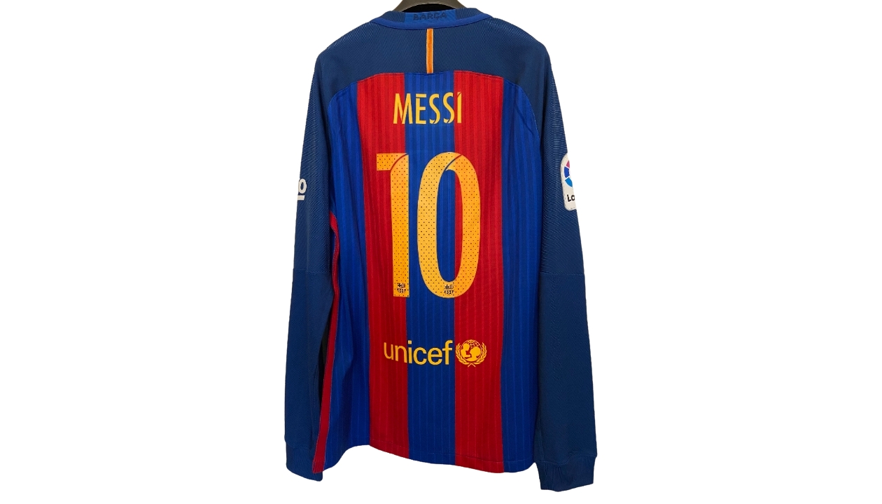 Messi's Barcelona Match-Issue UCL 2016/17 Shirt - CharityStars