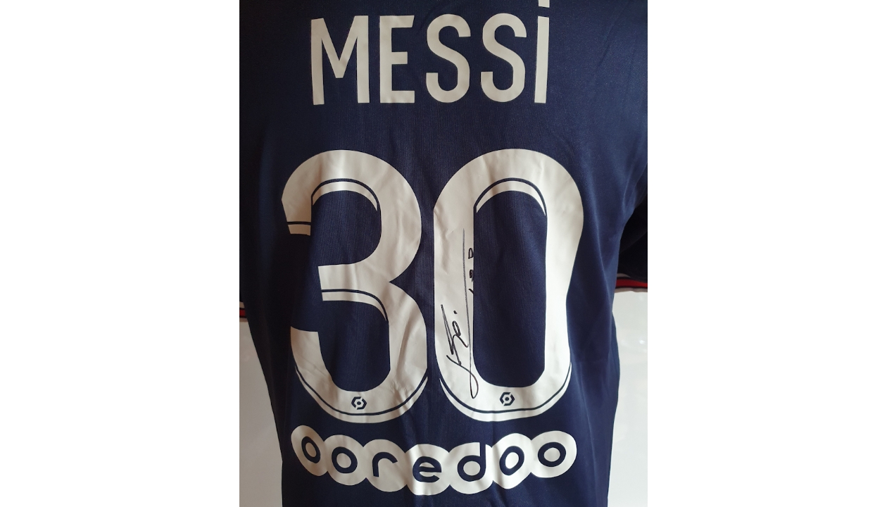 Messi's PSG Signed and Framed Shirt - CharityStars