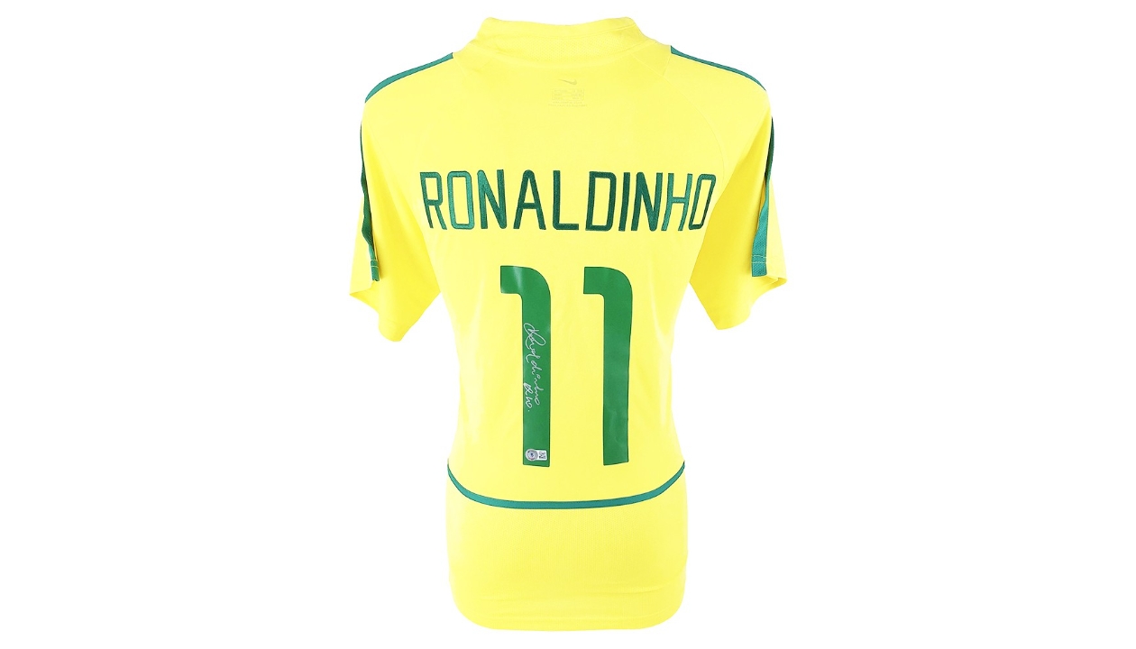 Signed Ronaldinho Jersey Brazil 2002 World Cup