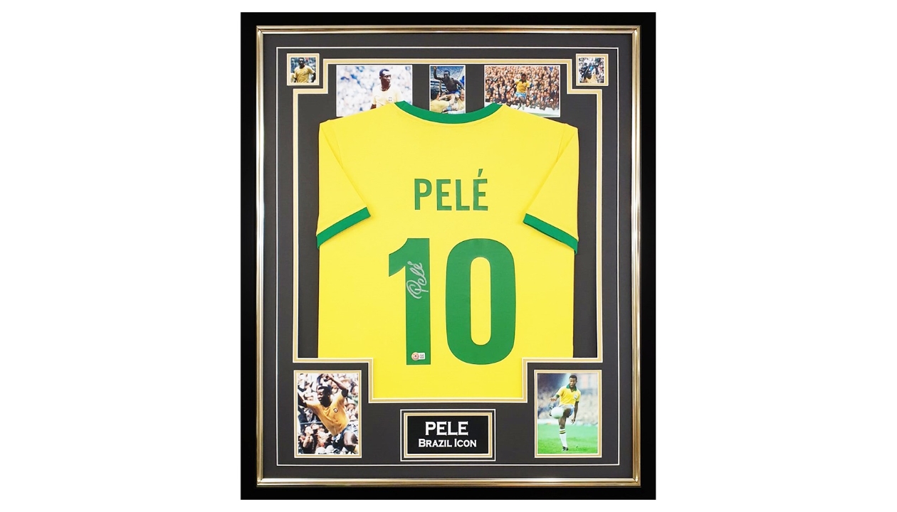 Pele Autographed New York Cosmos Soccer Jersey - BAS COA