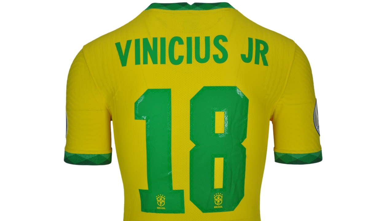 Vinicius Jr' Match Signed Shirt, Brazil-Peru 2021 - CharityStars