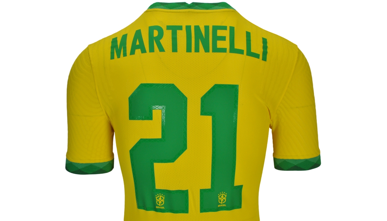 Gabriel Martinelli's Brazil 2022 World Cup Signed Shirt - CharityStars