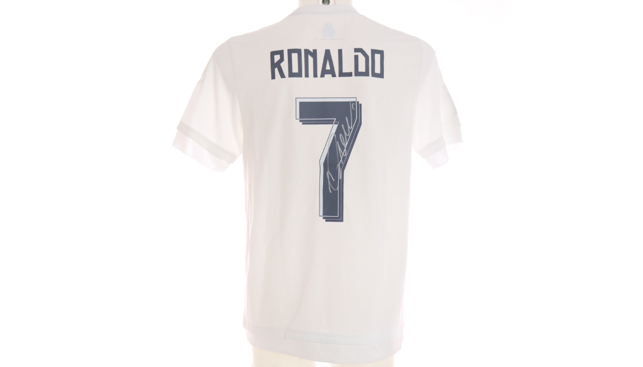 Cristiano Ronaldo White Real Madrid Autographed 2015 adidas Jersey