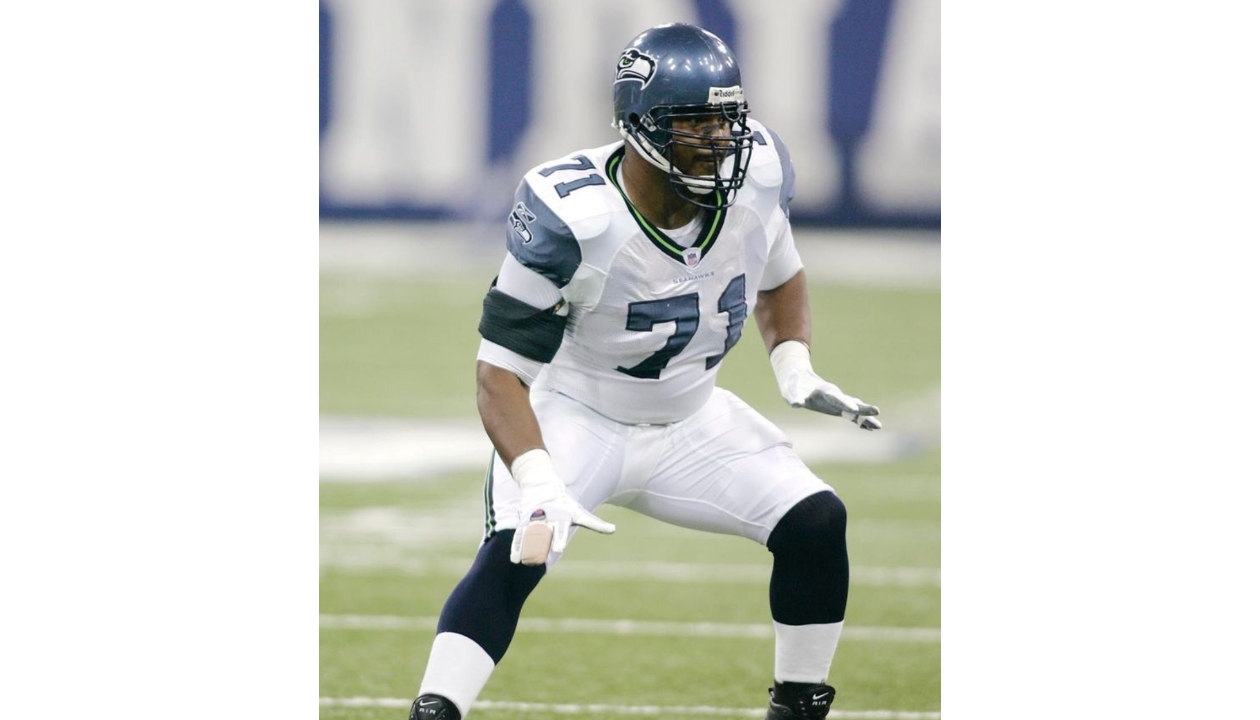 : Walter Jones Signed Seahawks White Jersey Action 8x10