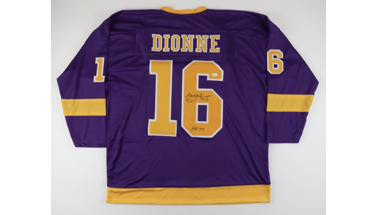 RSA Marcel Dionne Los Angeles Autographed Pro Style Hockey Jersey Purple (JSA) HOF Inscription Included