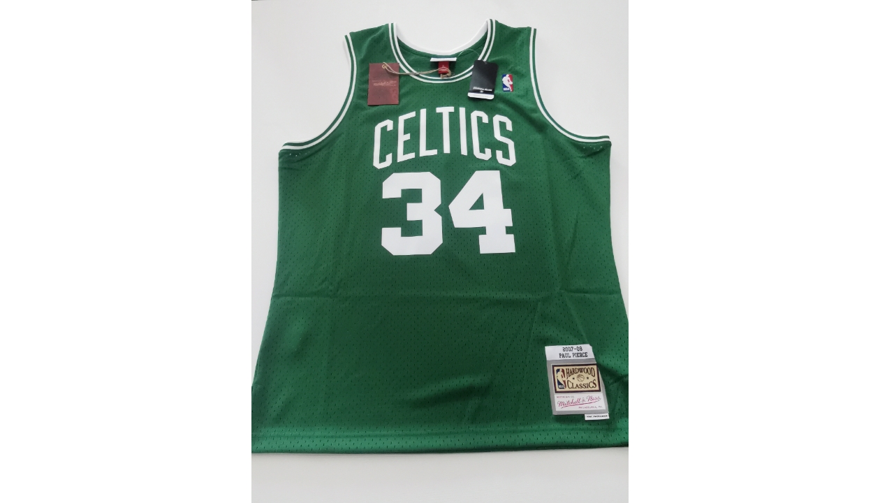Mitchell & Ness Men's Paul Pierce White Boston Celtics Hardwood Classics  Stitch Name and Number T-shirt - Macy's