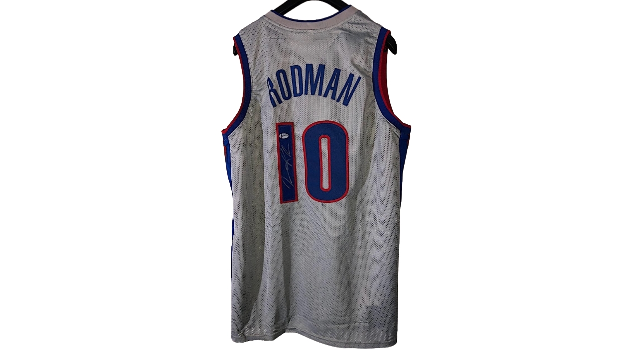 Dennis Rodman Signed Detroit Pistons Jersey. Basketball, Lot #40126