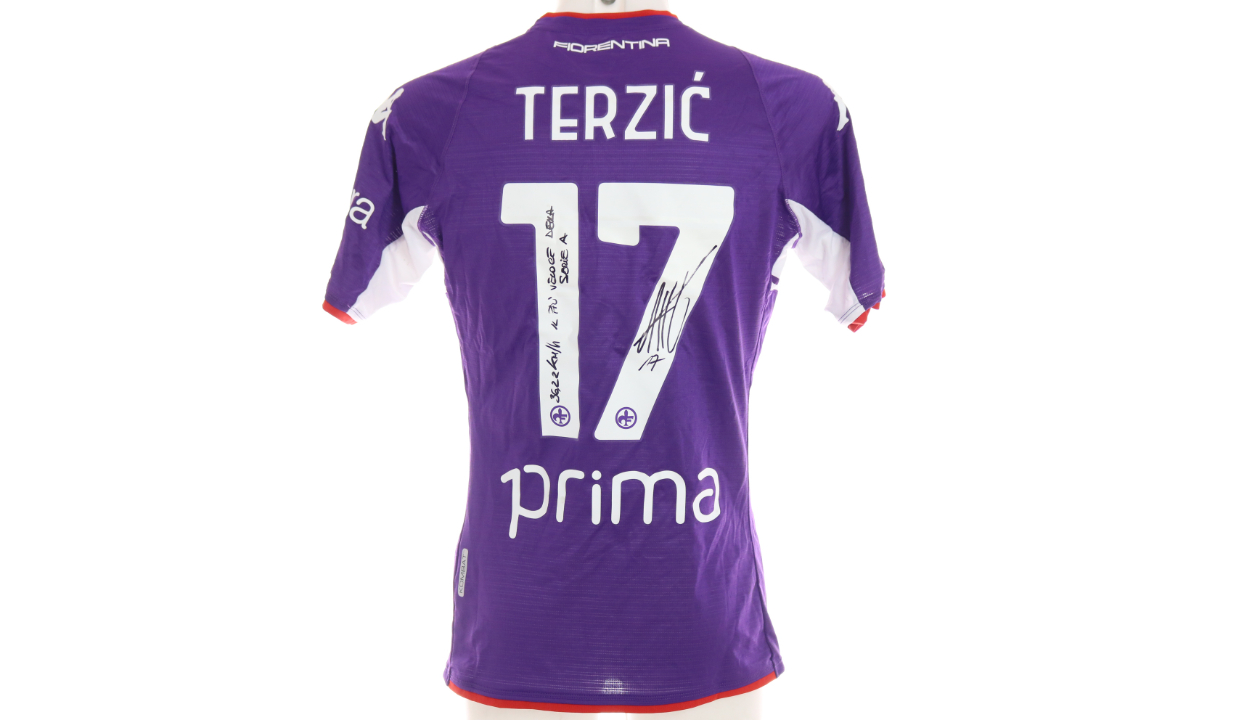 Terzic's Signed Match Shirt, Fiorentina-Bologna 2022 + Shin Guards