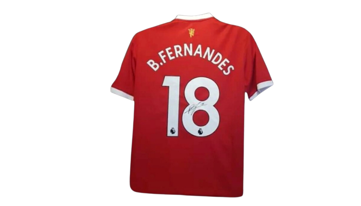 Bruno Fernandes Manchester United Autographed 2021-22 Home Jersey