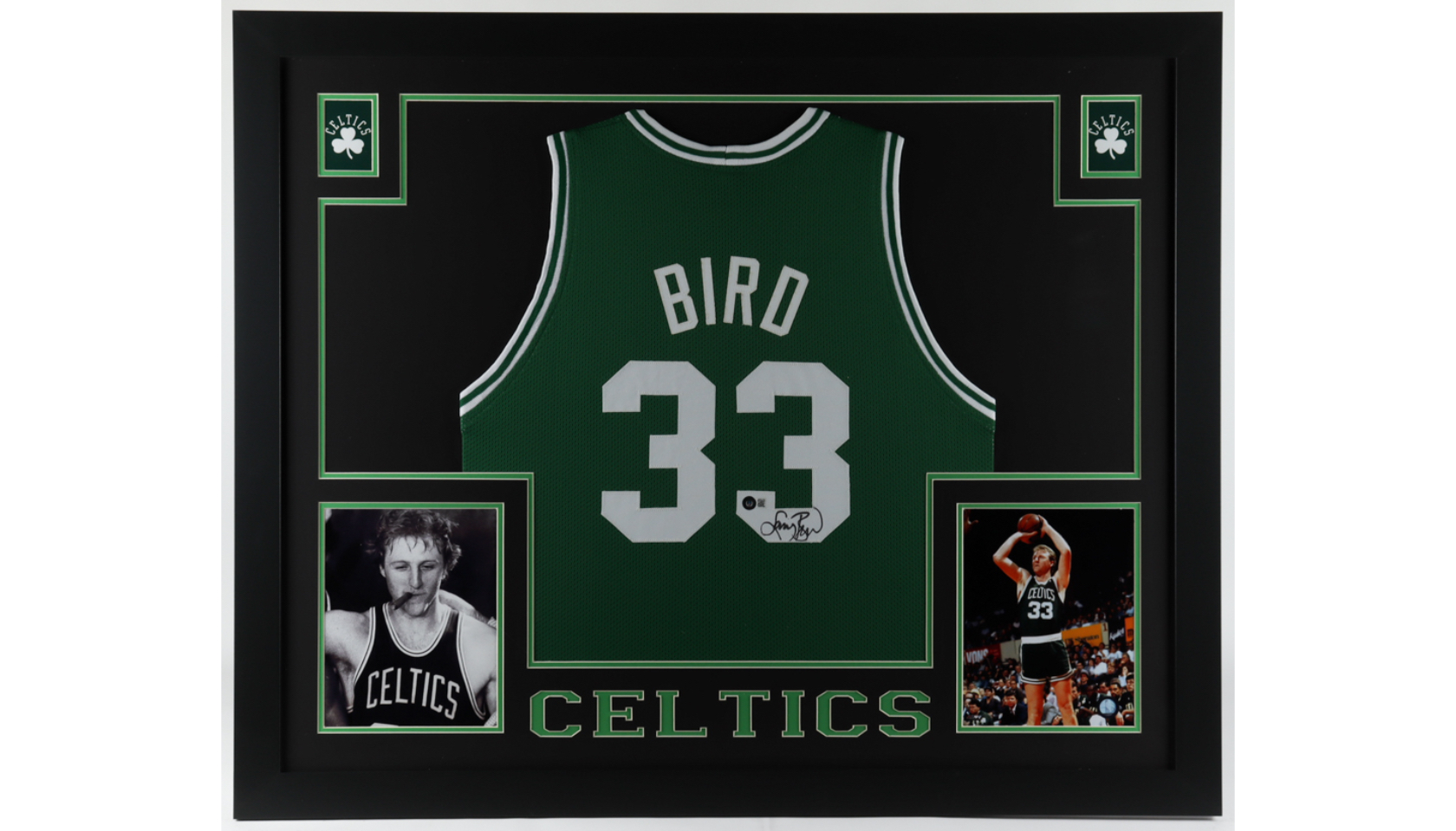 Bleachers Sports Music & Framing — Larry Bird Signed Boston Celtics Jersey  and Magic Johnson Signed Los Angeles Lakers Jersey- Framed