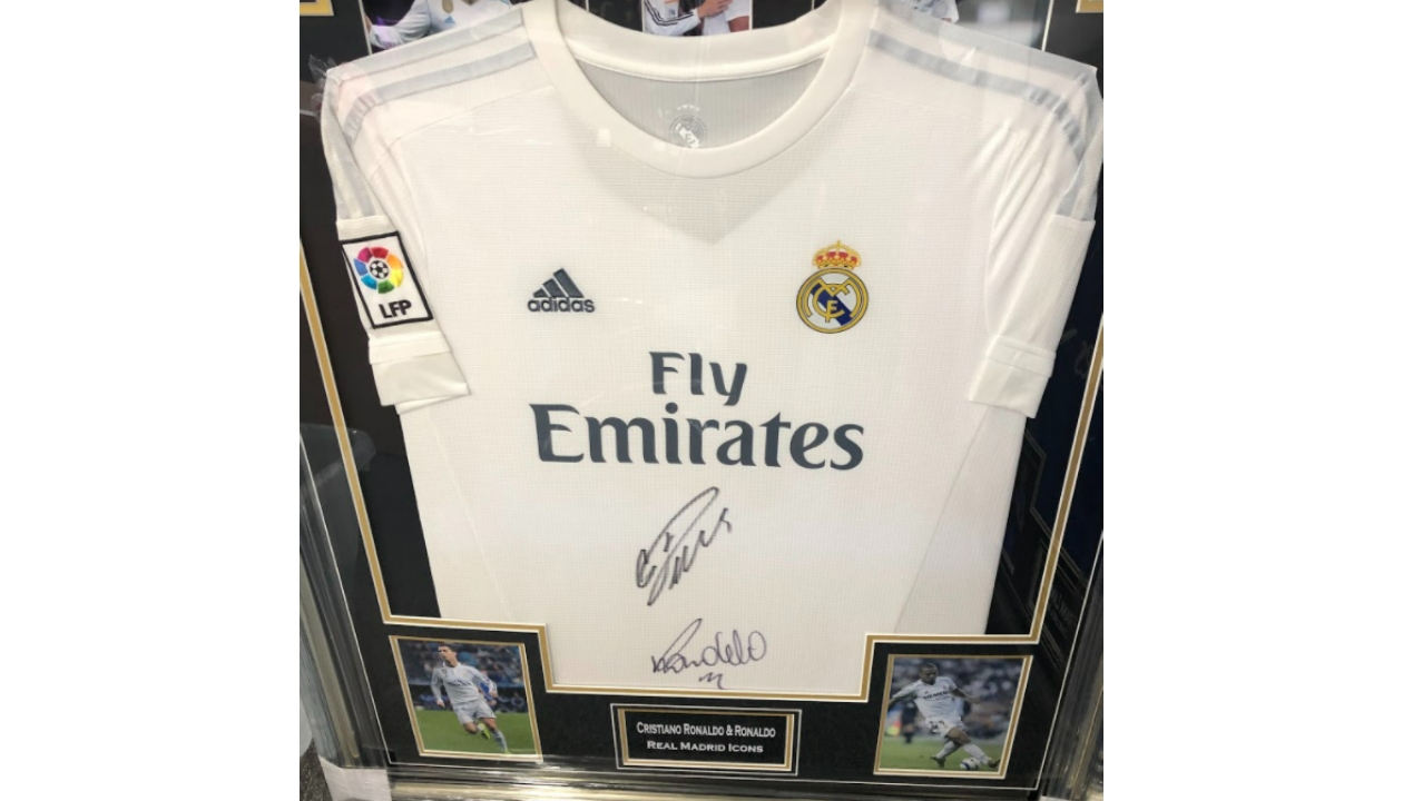 Cristiano Ronaldo and Ronaldo's Real Madrid Signed and Framed Shirt -  CharityStars