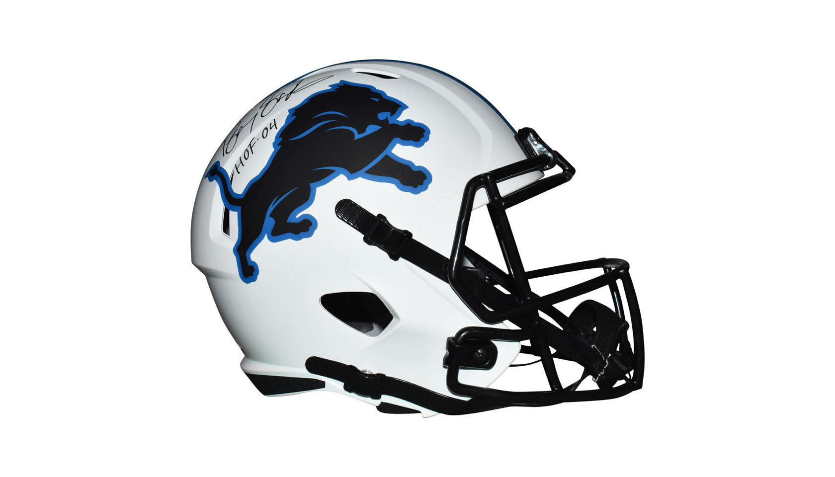 Barry Sanders Detroit Lions Autographed Helmet with HOF 04