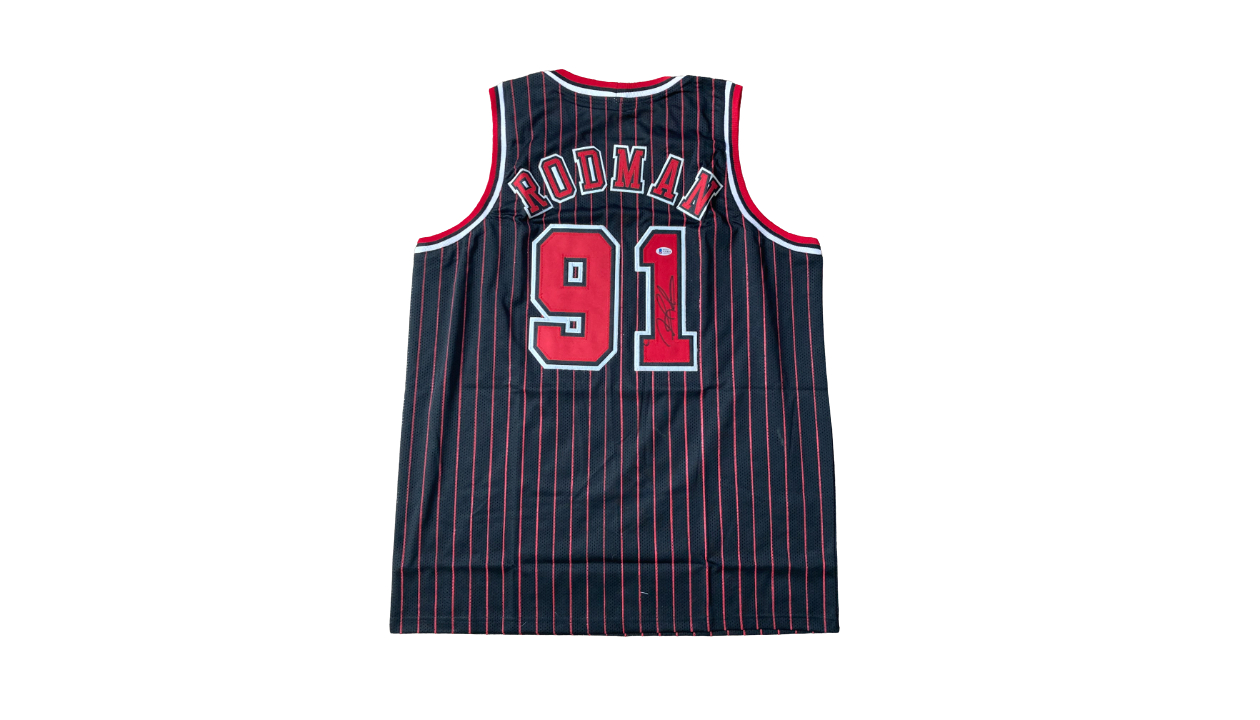 SSG Certified Dennis Rodman Signed Bulls Jersey (Red)