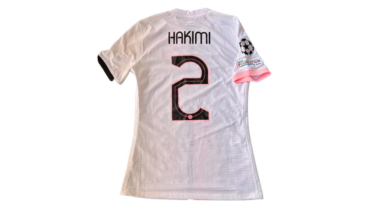 Hakimi's Worn and Unwashed Shirt, Club Brugge-PSG 2021