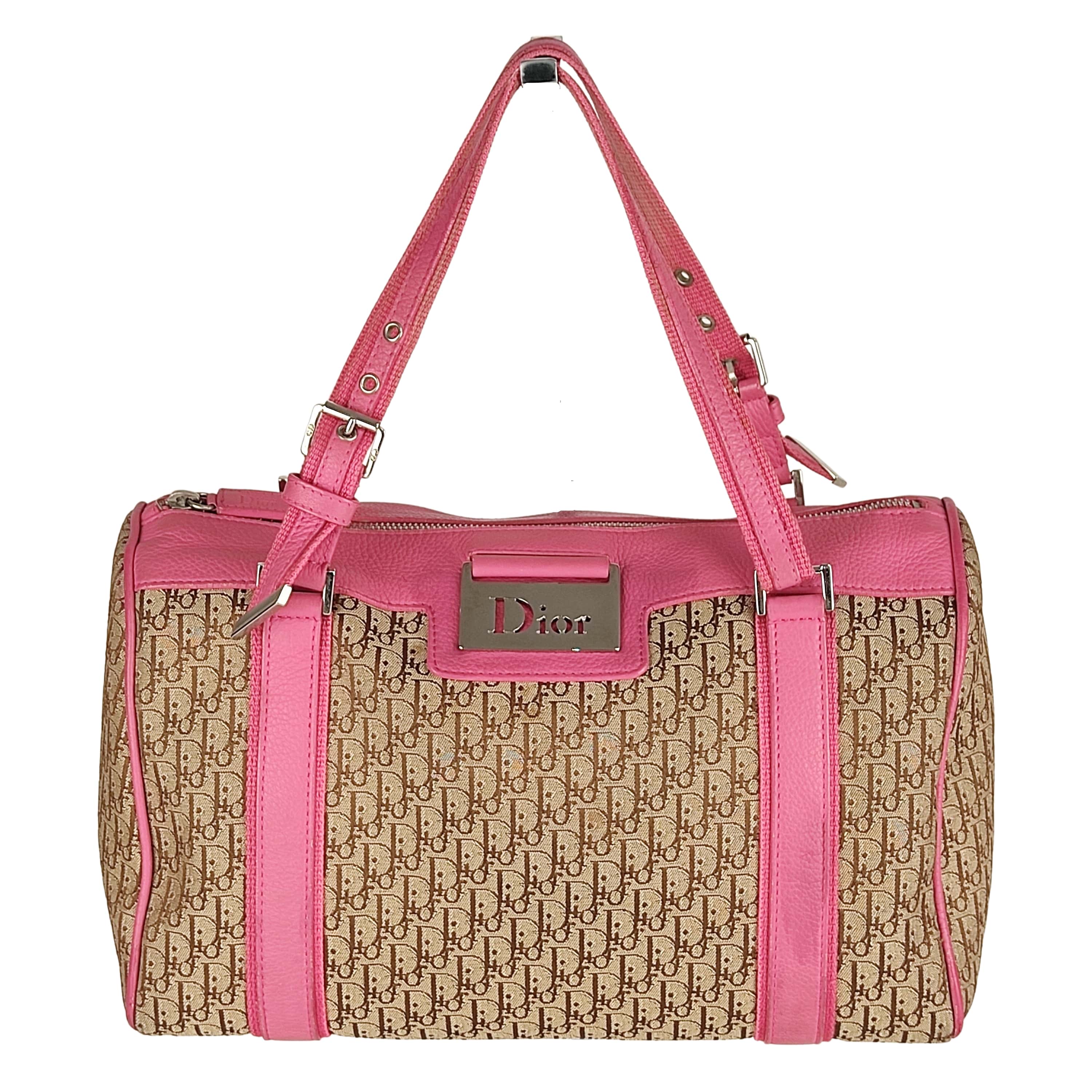 Dior Trotter Boston Bag Pink Cloth ref.131717 - Joli Closet