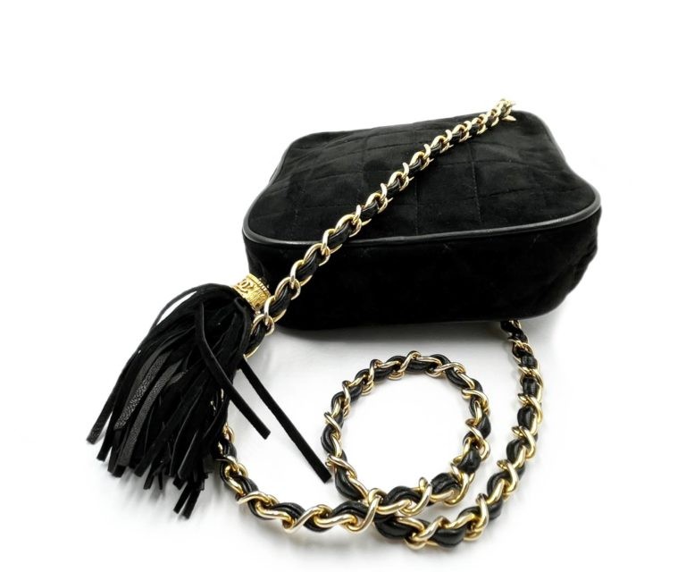 Ahdorned Vegan Suede Tassel Bag Without Strap - Black (Gold Hardware) - Her  Hide Out