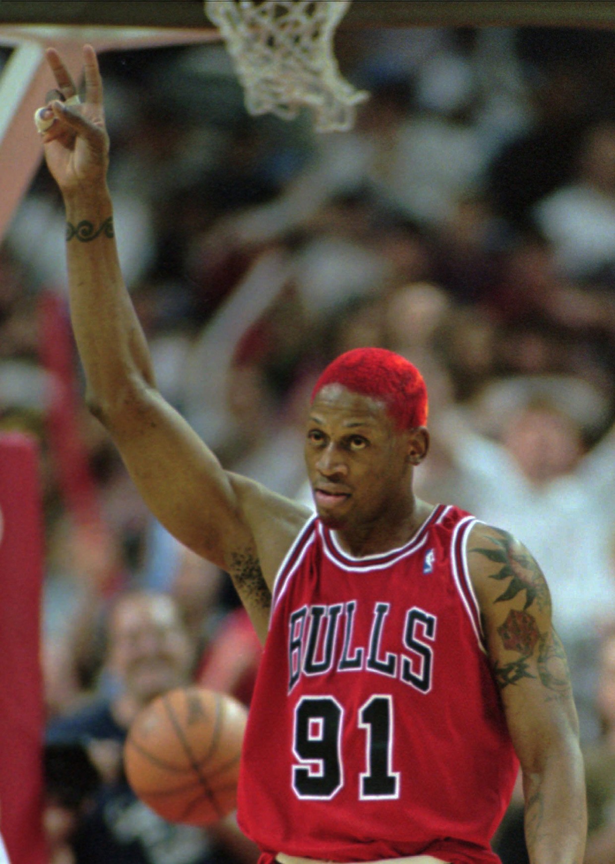 Dennis Rodman Chicago Bulls Autographed Pinstripe Replica Mitchell