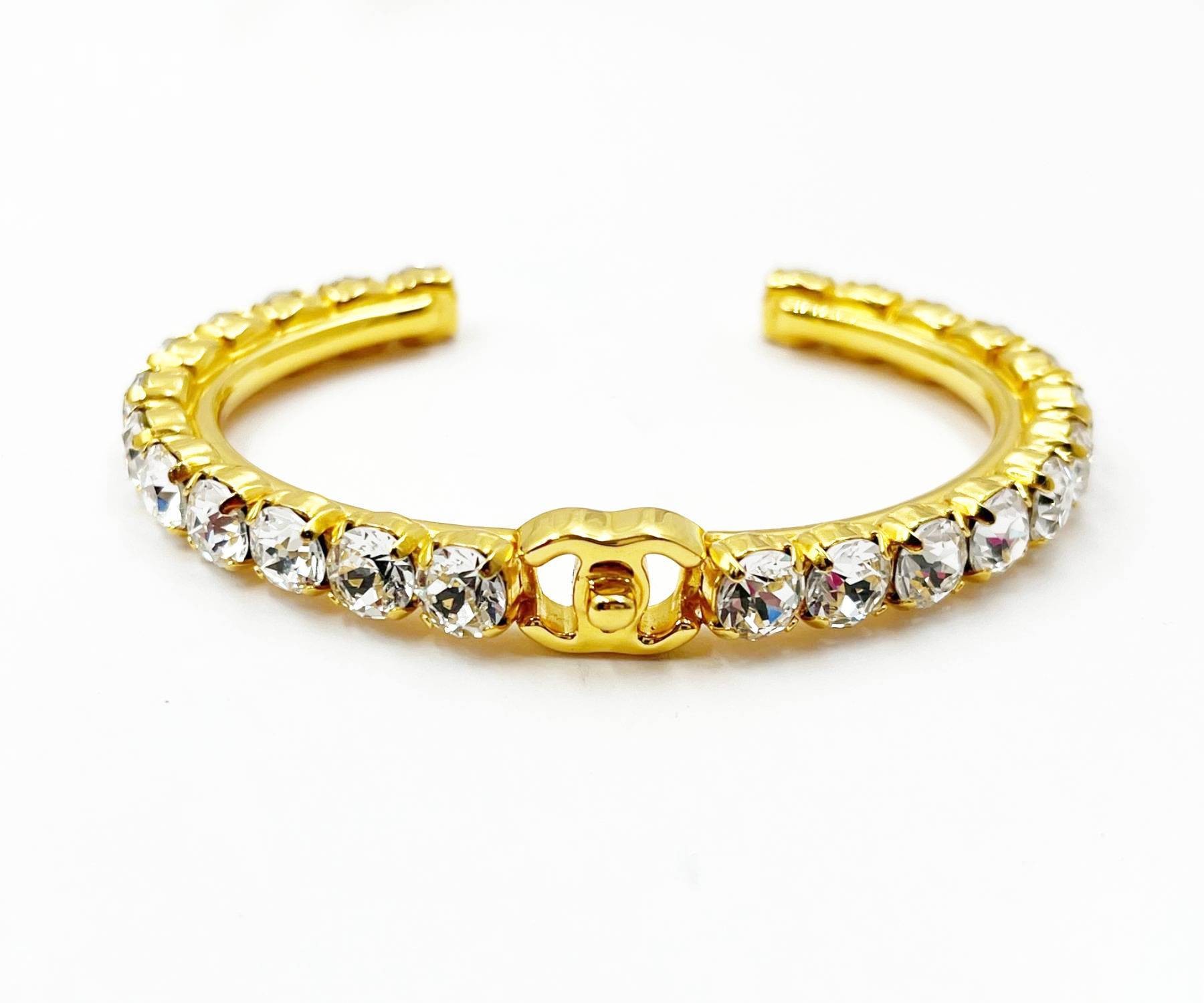 Chanel Gold Plated CC Turnlock Solitaire Reissued Cuff - CharityStars