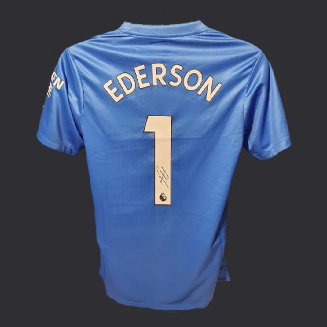 世界の Signed Back Ederson Shirt 直筆サイン入りユニフォーム 記念