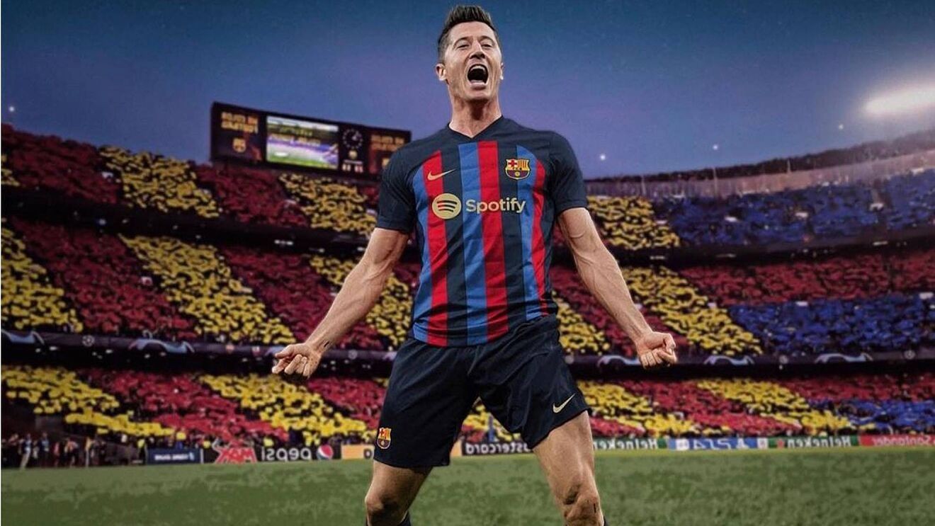 La Liga club Barcelona Robert Lewandowski #9 Jersey and Shorts