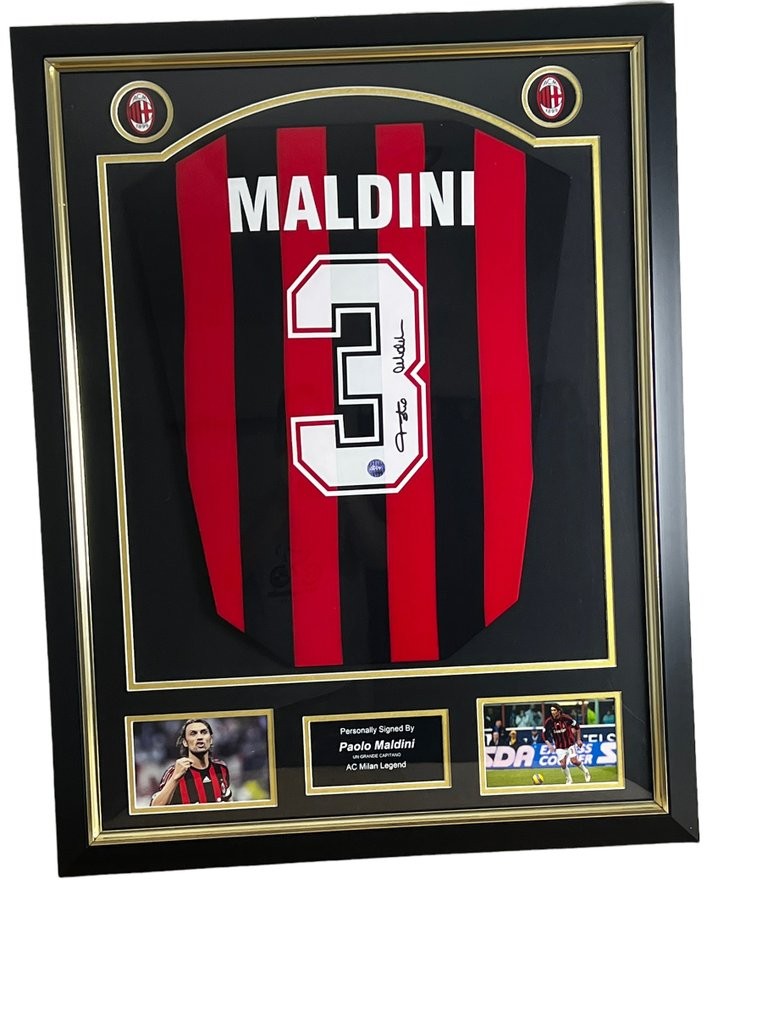 Maldini's AC Milan 1988 Signed And Framed Shirt - CharityStars