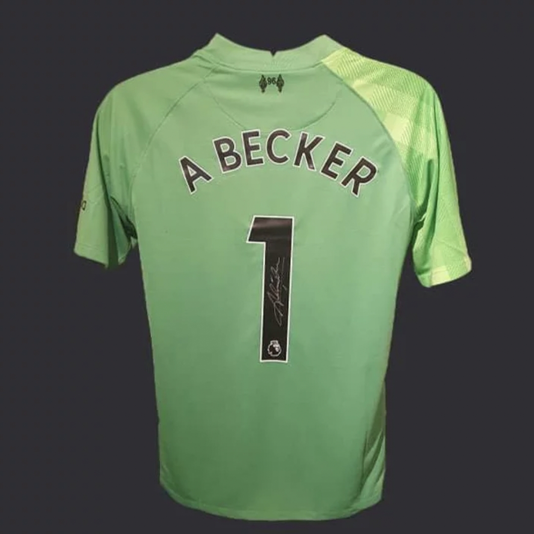 Alisson Becker Signed & Framed Green Shirt