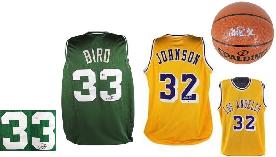 Lot Detail - Larry Bird & Magic Johnson Signed Jerseys (2)