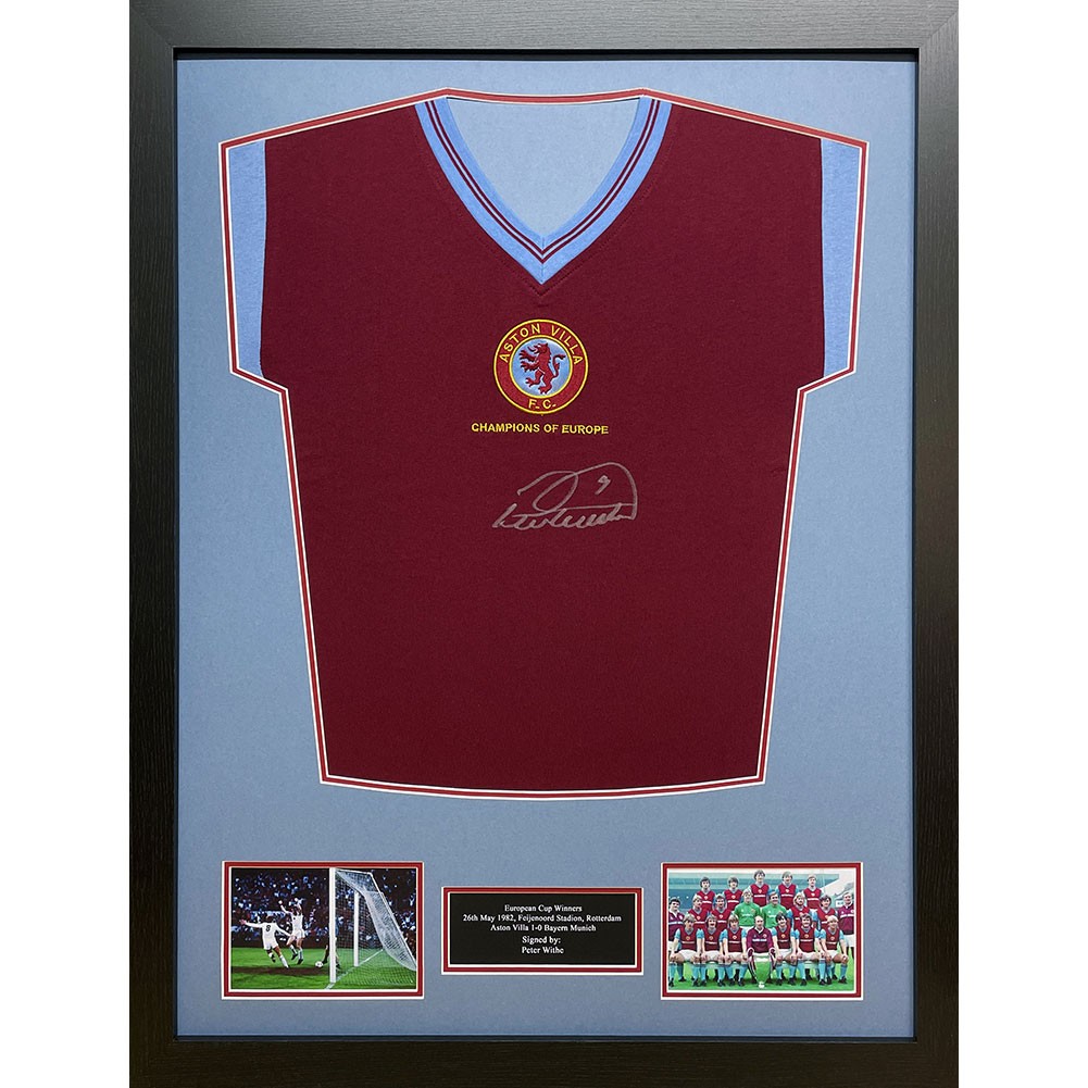 Peter Withe's Aston Villa FC 1982 Signed and Framed Shirt - CharityStars