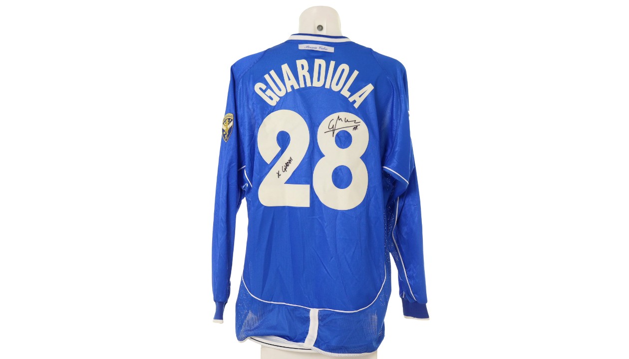 Guardiola's Brescia Match Shirt , 2002/03 - Signed with Dedication