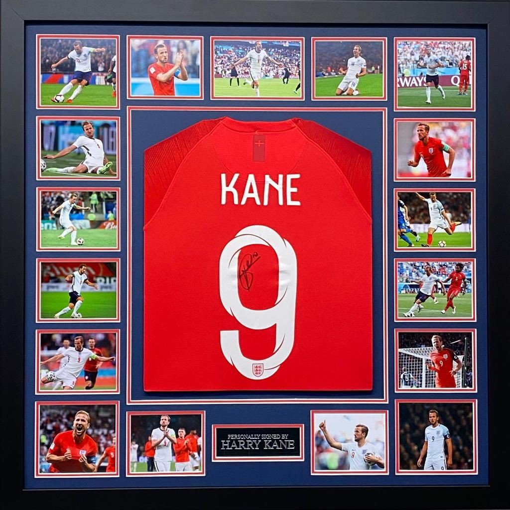 England Home Football Shirt Signed by Harry Kane Englands Record Goalscorer  Professionally Framed