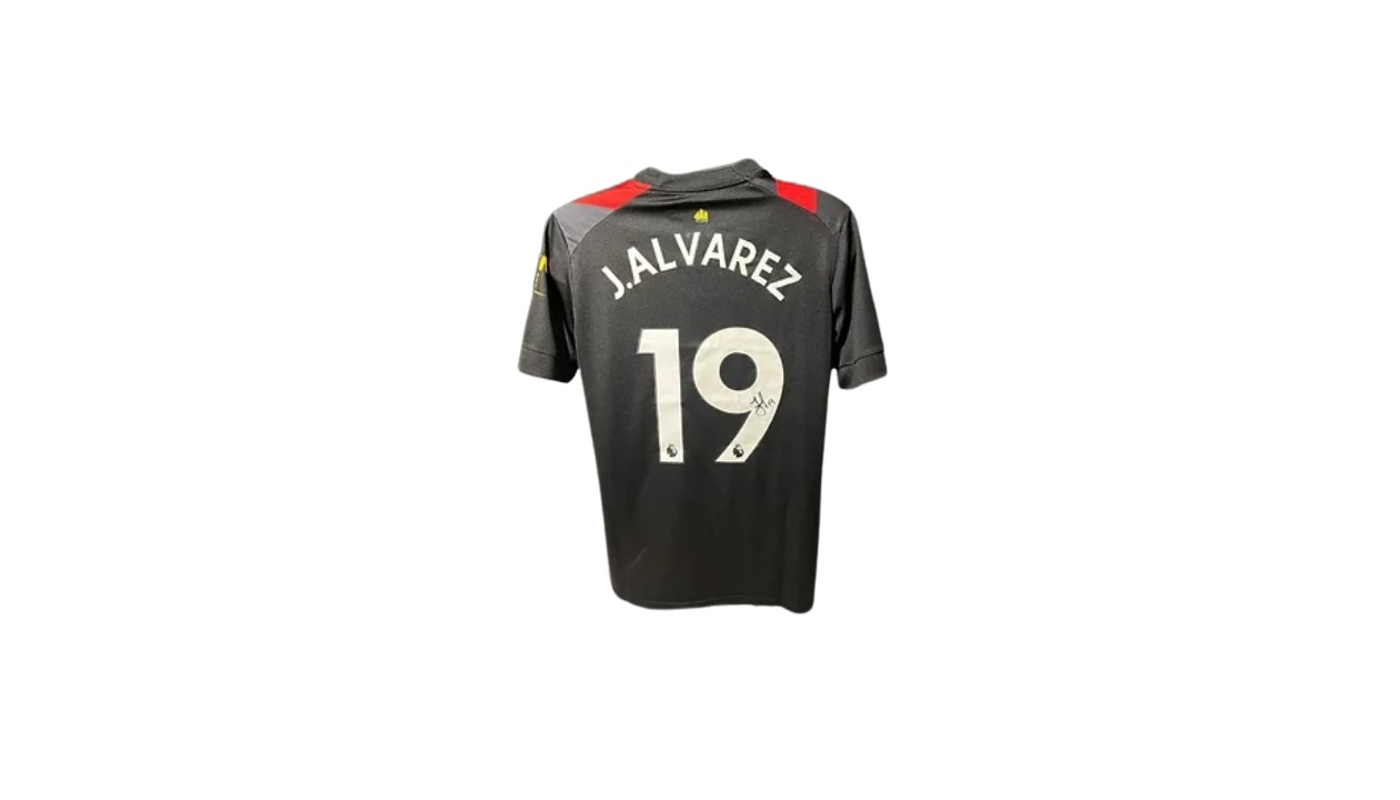 Authentically Signed Julian Alvarez - Manchester City Framed Shirt
