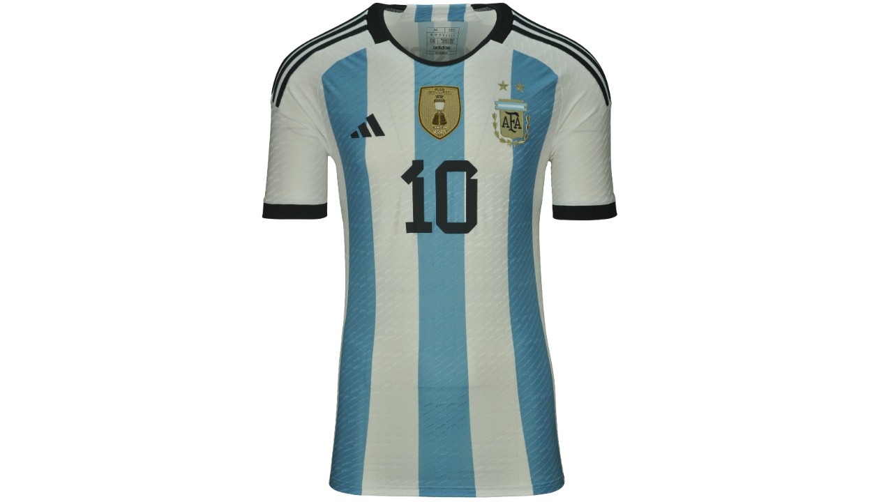 Messi's Argentina vs France World Cup Final Signed Shirt - CharityStars