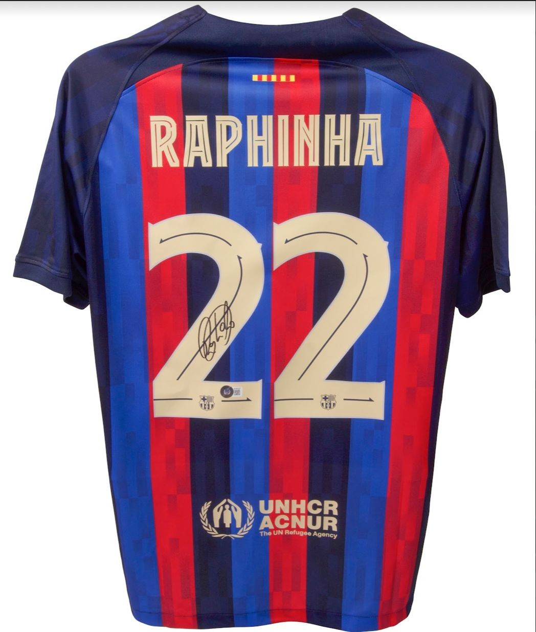 Nike Barcelona Raphinha Home Jersey 23/24 w/ La Liga Champions Patches (Noble Red/Loyal Blue) Size S