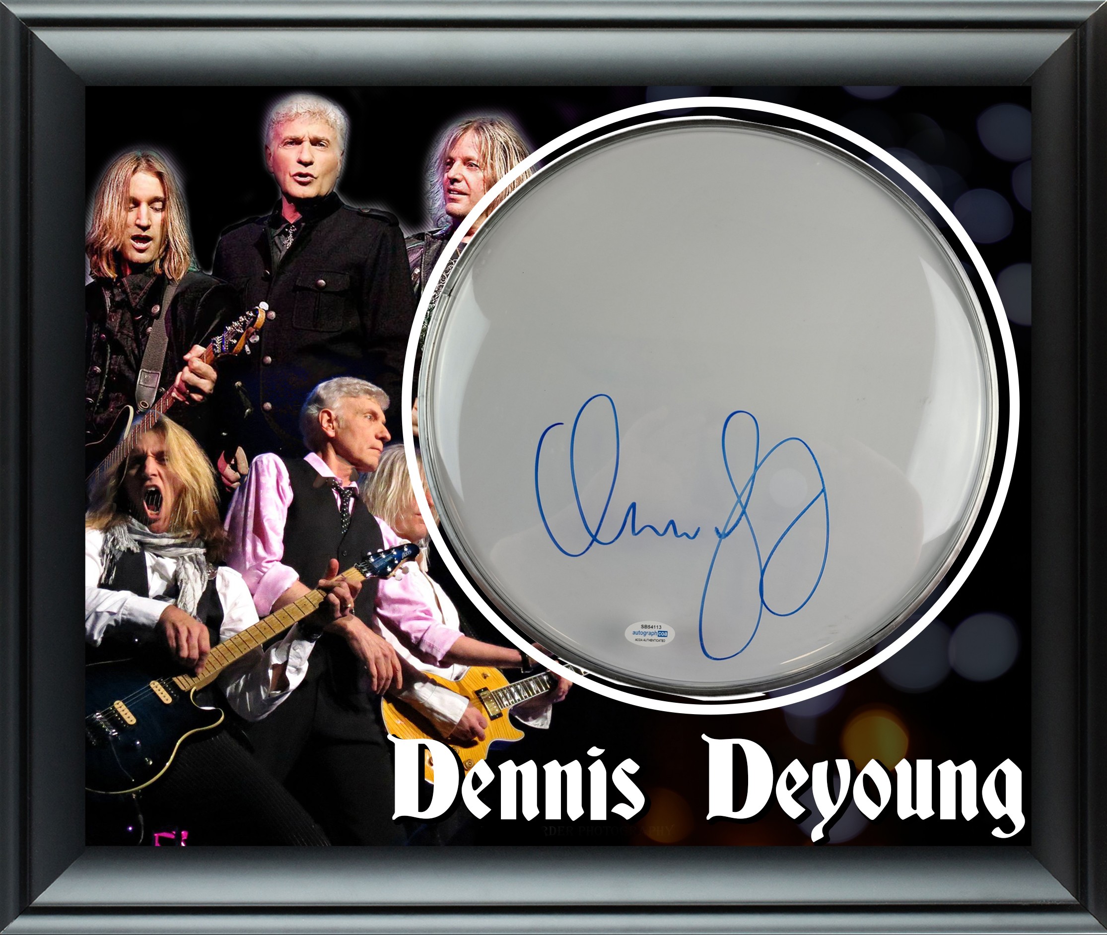 Dennis DeYoung 'Styx' Signed Framed Drumhead Display - CharityStars